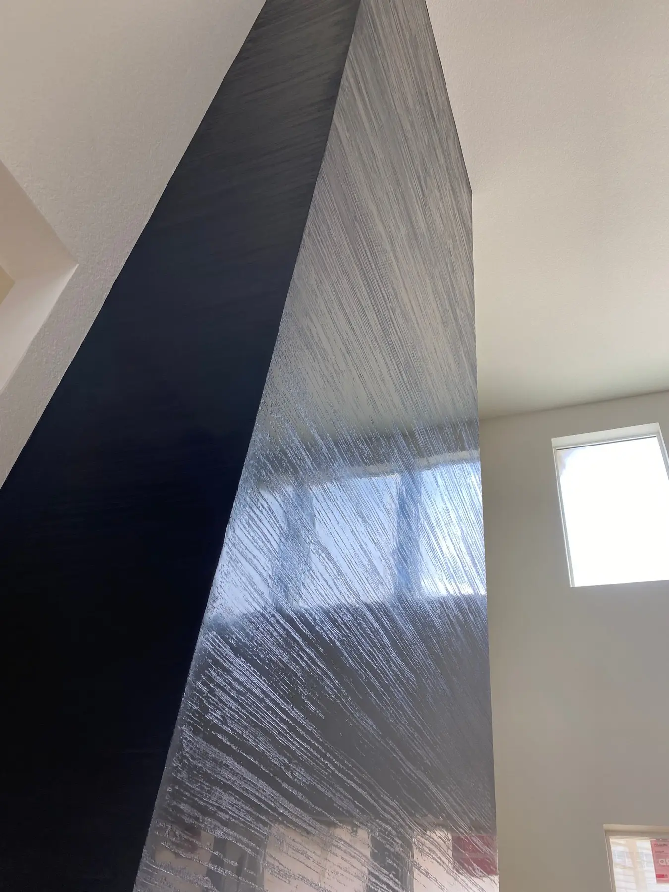 Fireplace column · Venetian plaster, 1000 combed lines, master’s work, in progress